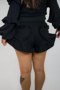 Black Soufflé Heart Shorts