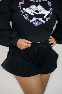 Black Soufflé Heart Shorts